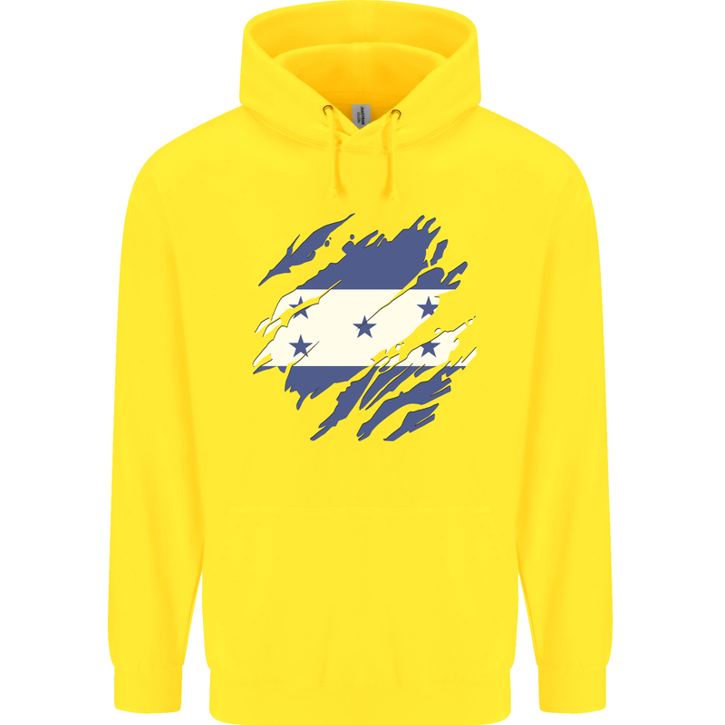 Torn Honduras Flag Honduran Day Football Childrens Kids Hoodie Yellow