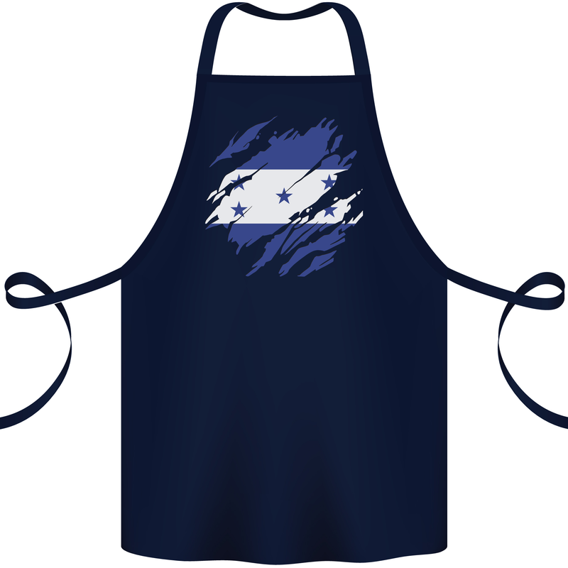 Torn Honduras Flag Honduran Day Football Cotton Apron 100% Organic Navy Blue