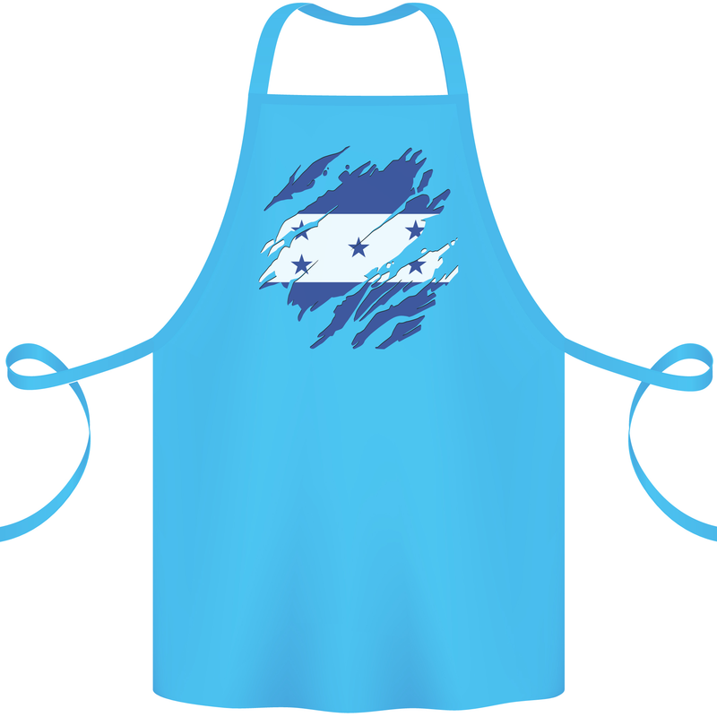 Torn Honduras Flag Honduran Day Football Cotton Apron 100% Organic Turquoise