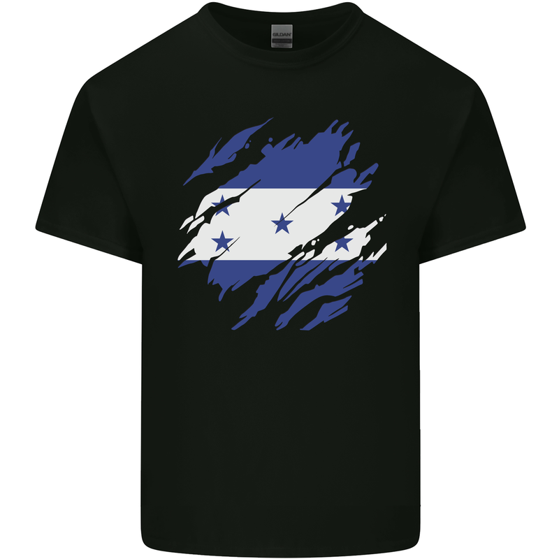 Torn Honduras Flag Honduran Day Football Kids T-Shirt Childrens Black