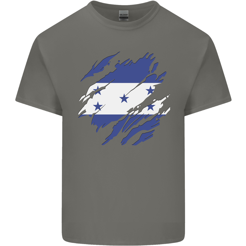Torn Honduras Flag Honduran Day Football Kids T-Shirt Childrens Charcoal