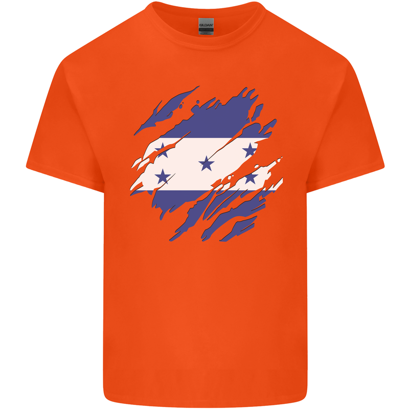 Torn Honduras Flag Honduran Day Football Kids T-Shirt Childrens Orange