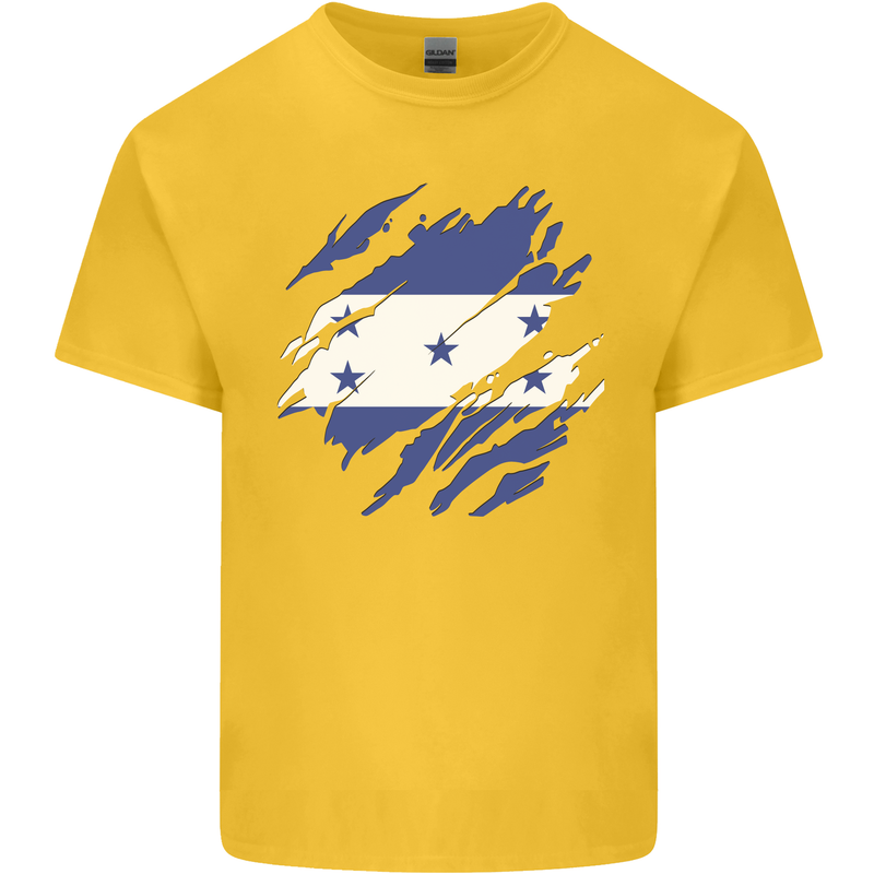 Torn Honduras Flag Honduran Day Football Kids T-Shirt Childrens Yellow
