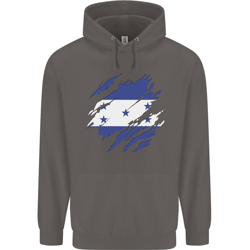 Torn Honduras Flag Honduran Day Football Mens 80% Cotton Hoodie Charcoal