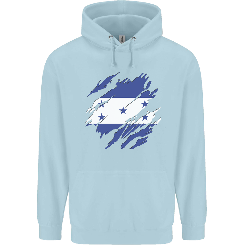Torn Honduras Flag Honduran Day Football Mens 80% Cotton Hoodie Light Blue