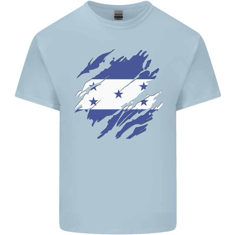 Torn Honduras Flag Honduran Day Football Mens Cotton T-Shirt Tee Top Light Blue