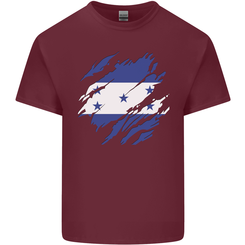 Torn Honduras Flag Honduran Day Football Mens Cotton T-Shirt Tee Top Maroon
