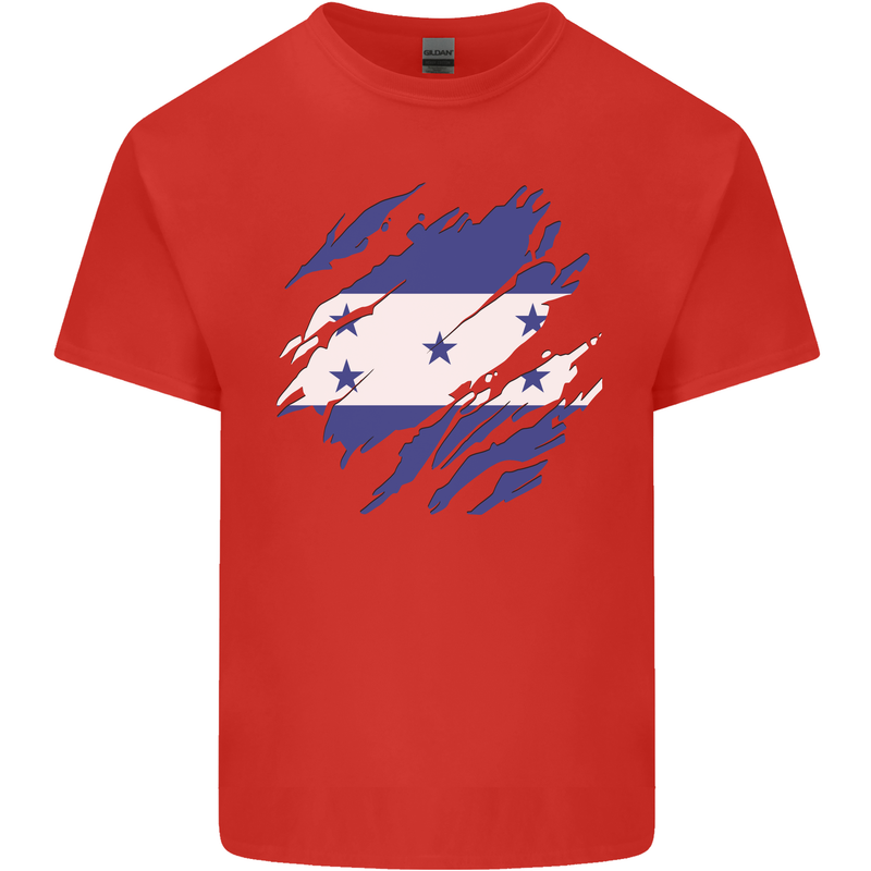 Torn Honduras Flag Honduran Day Football Mens Cotton T-Shirt Tee Top Red