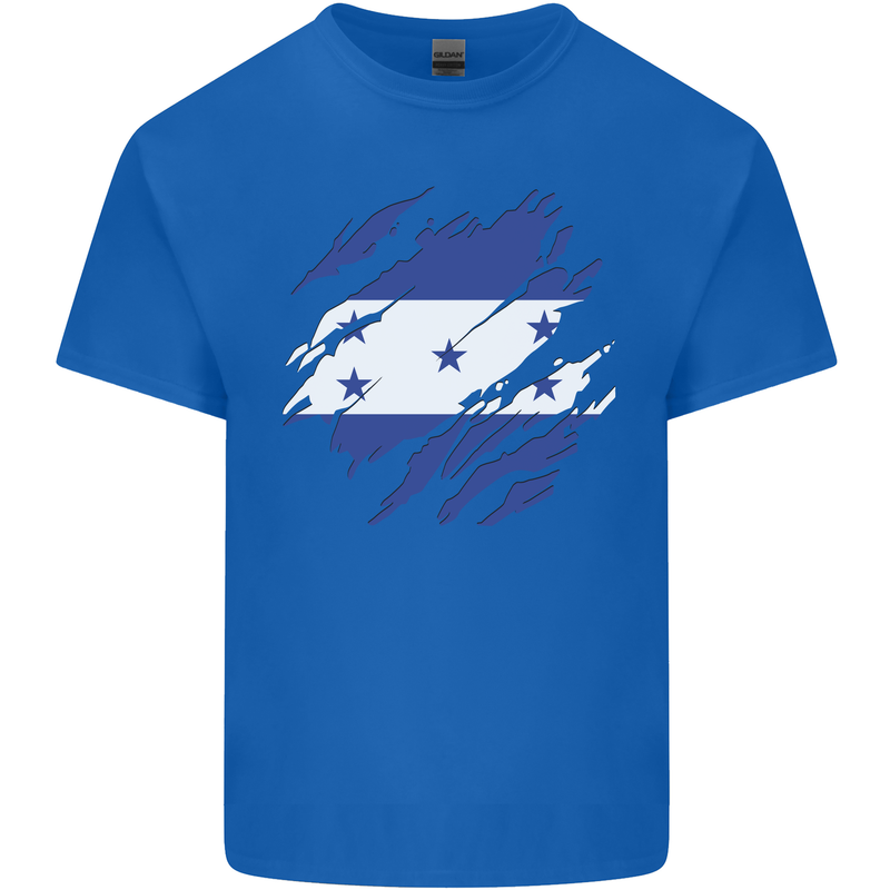 Torn Honduras Flag Honduran Day Football Mens Cotton T-Shirt Tee Top Royal Blue