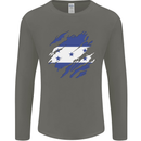 Torn Honduras Flag Honduran Day Football Mens Long Sleeve T-Shirt Charcoal