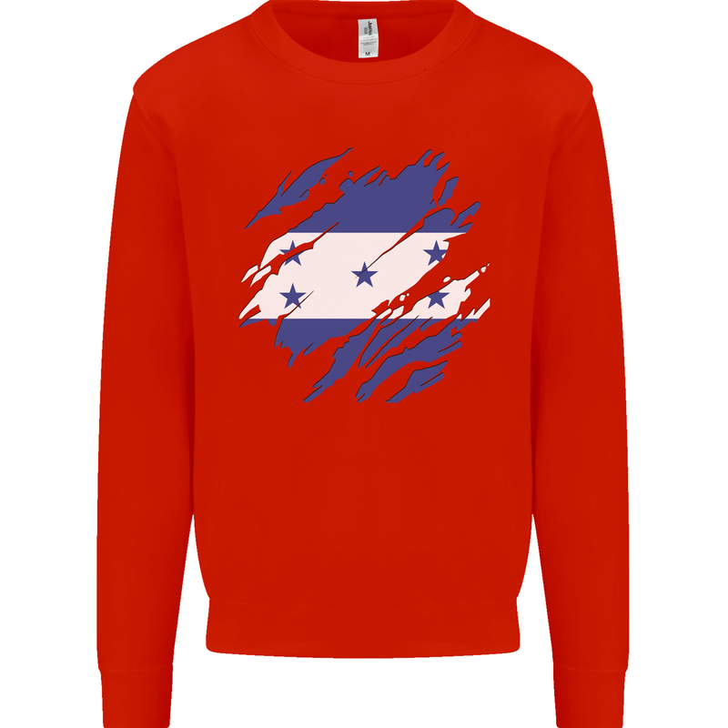 Torn Honduras Flag Honduran Day Football Mens Sweatshirt Jumper Bright Red