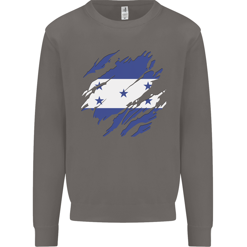 Torn Honduras Flag Honduran Day Football Mens Sweatshirt Jumper Charcoal