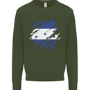 Torn Honduras Flag Honduran Day Football Mens Sweatshirt Jumper Forest Green