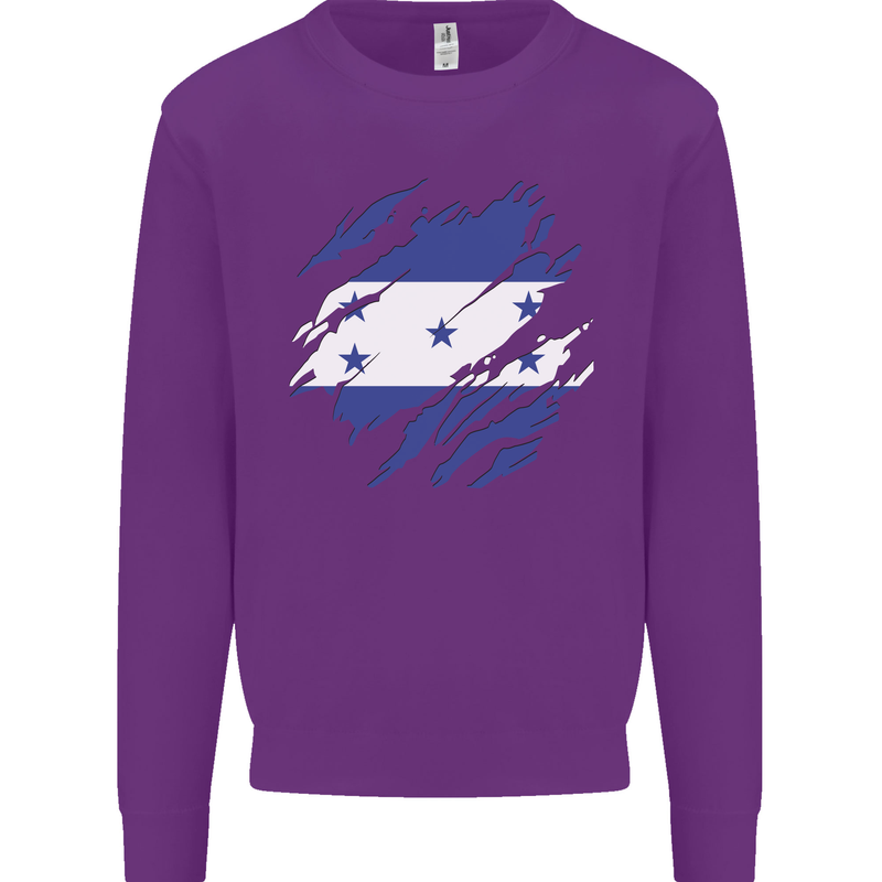 Torn Honduras Flag Honduran Day Football Mens Sweatshirt Jumper Purple
