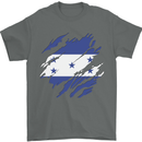 Torn Honduras Flag Honduran Day Football Mens T-Shirt 100% Cotton Charcoal