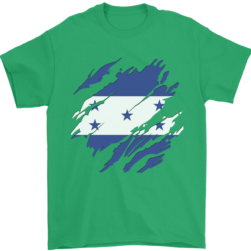 Torn Honduras Flag Honduran Day Football Mens T-Shirt 100% Cotton Irish Green