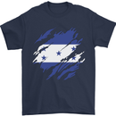 Torn Honduras Flag Honduran Day Football Mens T-Shirt 100% Cotton Navy Blue