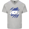 Torn Honduras Flag Honduran Day Football Mens V-Neck Cotton T-Shirt Sports Grey