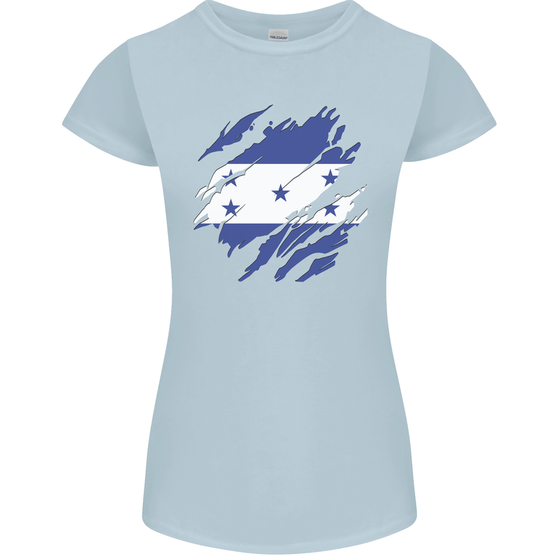 Torn Honduras Flag Honduran Day Football Womens Petite Cut T-Shirt Light Blue