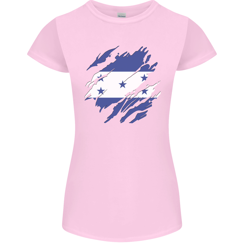 Torn Honduras Flag Honduran Day Football Womens Petite Cut T-Shirt Light Pink
