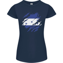 Torn Honduras Flag Honduran Day Football Womens Petite Cut T-Shirt Navy Blue