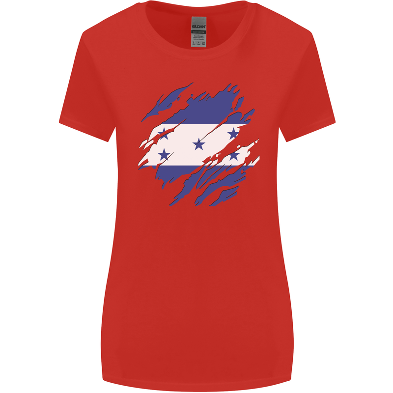 Torn Honduras Flag Honduran Day Football Womens Wider Cut T-Shirt Red
