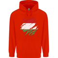 Torn Hungary Flag Hungarian Day Football Childrens Kids Hoodie Bright Red
