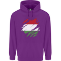 Torn Hungary Flag Hungarian Day Football Childrens Kids Hoodie Purple