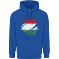 Torn Hungary Flag Hungarian Day Football Childrens Kids Hoodie Royal Blue
