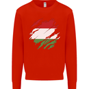 Torn Hungary Flag Hungarian Day Football Kids Sweatshirt Jumper Bright Red