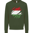 Torn Hungary Flag Hungarian Day Football Kids Sweatshirt Jumper Forest Green