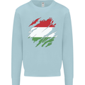 Torn Hungary Flag Hungarian Day Football Kids Sweatshirt Jumper Light Blue