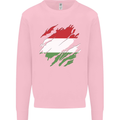 Torn Hungary Flag Hungarian Day Football Kids Sweatshirt Jumper Light Pink