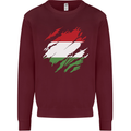 Torn Hungary Flag Hungarian Day Football Kids Sweatshirt Jumper Maroon
