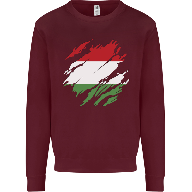 Torn Hungary Flag Hungarian Day Football Kids Sweatshirt Jumper Maroon