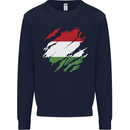 Torn Hungary Flag Hungarian Day Football Kids Sweatshirt Jumper Navy Blue