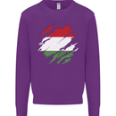 Torn Hungary Flag Hungarian Day Football Kids Sweatshirt Jumper Purple