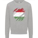 Torn Hungary Flag Hungarian Day Football Kids Sweatshirt Jumper Sports Grey