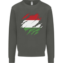 Torn Hungary Flag Hungarian Day Football Kids Sweatshirt Jumper Storm Grey