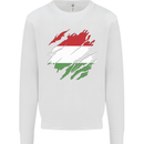 Torn Hungary Flag Hungarian Day Football Kids Sweatshirt Jumper White