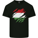 Torn Hungary Flag Hungarian Day Football Kids T-Shirt Childrens Black