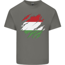 Torn Hungary Flag Hungarian Day Football Kids T-Shirt Childrens Charcoal