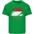 Torn Hungary Flag Hungarian Day Football Kids T-Shirt Childrens Irish Green