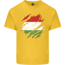 Torn Hungary Flag Hungarian Day Football Kids T-Shirt Childrens Yellow