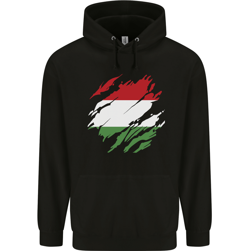 Torn Hungary Flag Hungarian Day Football Mens 80% Cotton Hoodie Black