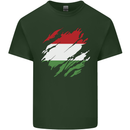 Torn Hungary Flag Hungarian Day Football Mens Cotton T-Shirt Tee Top Forest Green