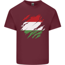 Torn Hungary Flag Hungarian Day Football Mens Cotton T-Shirt Tee Top Maroon