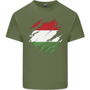 Torn Hungary Flag Hungarian Day Football Mens Cotton T-Shirt Tee Top Military Green