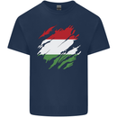 Torn Hungary Flag Hungarian Day Football Mens Cotton T-Shirt Tee Top Navy Blue