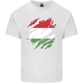 Torn Hungary Flag Hungarian Day Football Mens Cotton T-Shirt Tee Top White